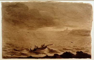 Küstenlandschaft bei aufziehendem Sturm