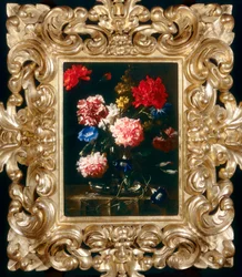 Stillleben mit Blumen in einer Glasvase