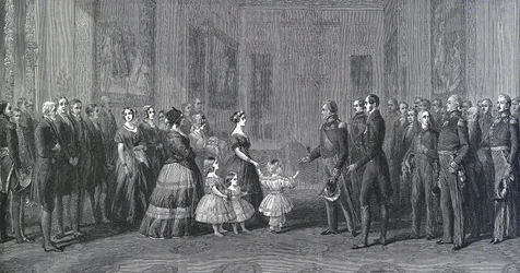 Die Königin von England Victoria (1819-1901) empfängt Louis-Philippe I. (Louis Philippe d