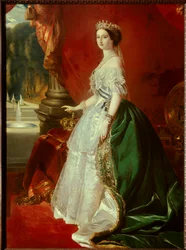 Ganzkörperporträt der Kaiserin Eugenie (1826-1920) im Hofkleid. Gemälde von Frans Xaver Winterhalter (1806-1873) 19. Jahrhundert