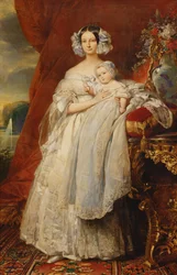 Helene-Louise von Mecklenburg-Schwerin, Herzogin von Orléans (1814-58) mit ihrem Sohn Graf von Paris (1838-94) 1839