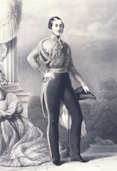 Porträt von Albert von Sachsen-Coburg und Gotha, Ehemann von Königin Victoria und Prinzgemahl des Vereinigten Königreichs, von Franz Xaver Winterhalter, Druck