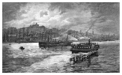 Nachtszene, Darling Harbour, Sydney, New South Wales, Australien, 1886