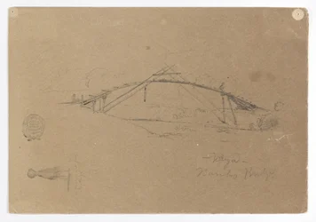 Bambusbrücke in Buga, Kolumbien und Mädchen mit Krug, Cartago, Kolumbien