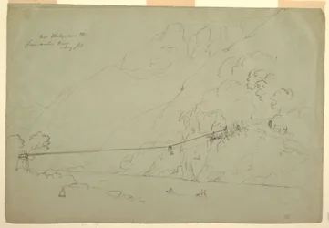 Zeichnung, Eine Hängebrücke in Kolumbien, August 1853