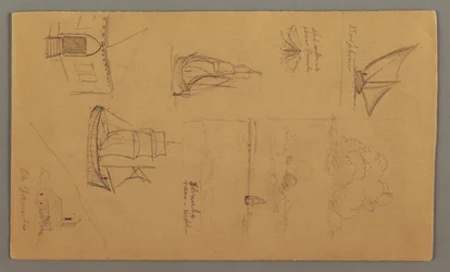 Bootsstudien, Wolkenstudie, zwei Gebäude, möglicherweise 1868