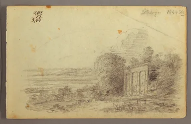 Klassische Ruine, Bäume, 1844