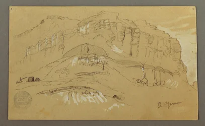 El Yemen Tal, Arabien: Felswand, 20. Februar 1868