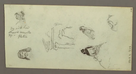 Zeichnung, Figurenstudien, Bergrücken, möglicherweise 1868