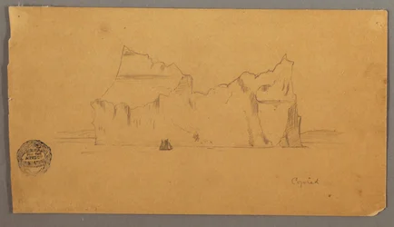 Schwimmender Eisberg mit Segelboot, möglicherweise 1859