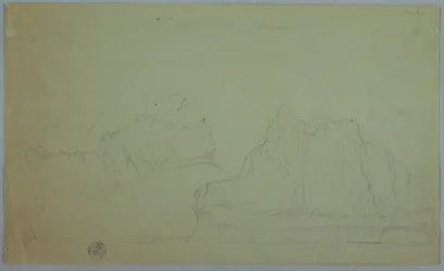 Zeichnung, Eisberg mit zwei Gipfeln, Juni oder Juli 1859