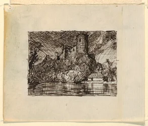 Zeichnung, Imaginäre Landschaft mit, ca. 1870–73