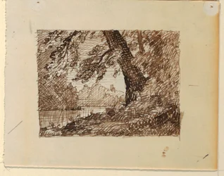 Zeichnung, Imaginäre Flusslandschaft, ca. 1870–73