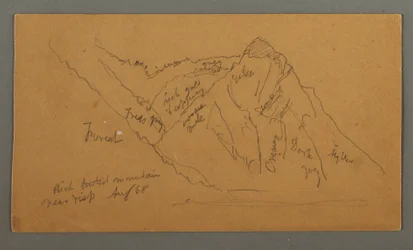 Zeichnung, Berge aus dem Wallis, Penninische Alpen, August 1868