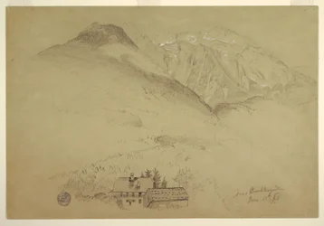 Zeichnung, Berge Goell und Brett bei Berchtesgaden, Bayern, 28. Juni 1868