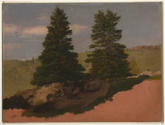 Zeichnung, Neuengland-Landschaft (Zwei Kiefern), 1850