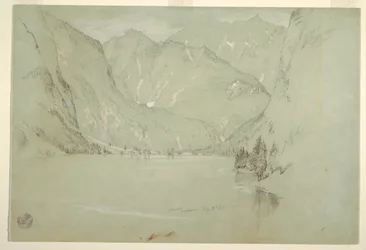 Zeichnung, Obersee, Berchtesgaden, Bayern, 17. Juli 1868