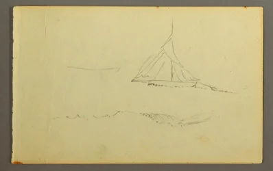 Segelboot von der Backbordseite gesehen