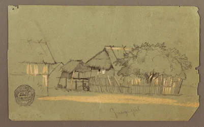 Straße mit Häusern, Guayaquil, Ecuador, Mai 1857