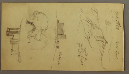 Drei Studien von einer Burg auf einem Hügel, 1. Oktober 1868