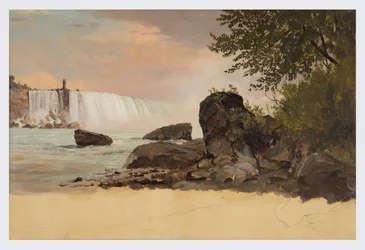 Ansicht der kanadischen Wasserfälle und Goat Island, September oder Oktober 1856