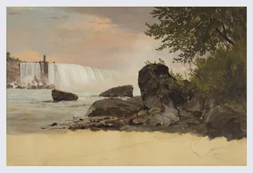 Ansicht der kanadischen Wasserfälle und Goat Island, September oder Oktober 1856