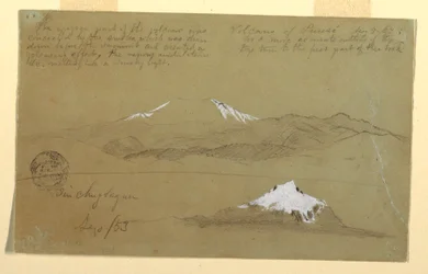 Ansichten des Puresé-Vulkans, Kolumbien und des Mt. Sincholagua, Ecuador, 9. August und September 1853