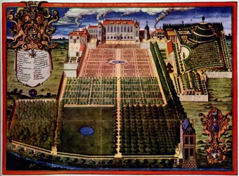 Ansicht des königlichen Gartens (Garten der Pflanzen) - in "Beschreibung des königlichen Gartens der Heilpflanzen" von Scalberge