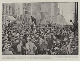 Für Königin und Reich, das kanadische Kontingent marschiert zu den Docks in Quebec, um nach Südafrika einzuschiffen