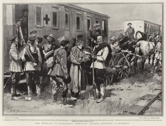 Die Russen in der Mandschurei, Entfernung von Cholerapatienten in Kharbia