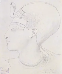 Studie eines Reliefs des Kopfes von Seti I. im Tempel von Seti I., Abydos