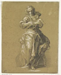 Caritas mit drei Kindern