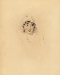 Porträt von Lady Augusta Lowther, Gräfin von Fane, Ehefrau des 1. Earl of Lonsdale. Handkolorierte Gravur von Frederick Christian Lewis nach einer Illustration von Sir Thomas Lawrence aus P.G. Patmore