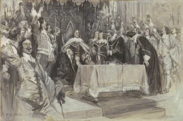 Die zweite Installation von Cromwell als Protektor in der Westminster Hall, 26. Juni 1657