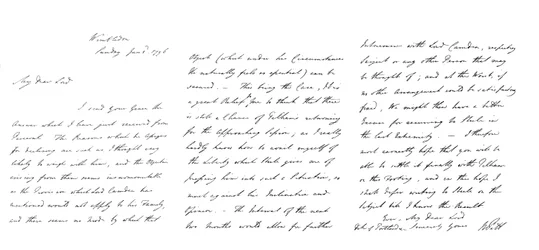 Brief von William Pitt an den Herzog von Portland, 1796