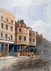 Ansicht von Oliver Cromwells Haus, Clements Lane, Westminster, London (ca. 1840)