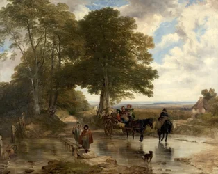 Marktwagen an einem Bach, 1845