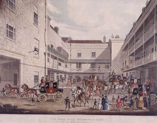 Royal Mail Kutschen in Lad Lane, London, 1831
