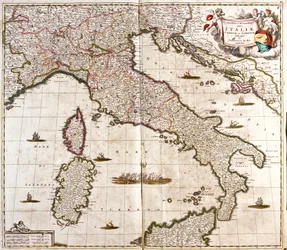 Karte von Italien, Korsika und Sardinien (Radierung)