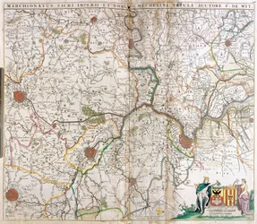 Karte der Markgrafschaften des Heiligen Römischen Reiches und der Herrschaft Mechelen (Niederlande) (Radierung)