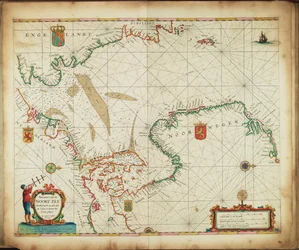 Pascaart der Nordsee, die alle Küsten und Häfen zeigt
