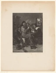 Herbergsinterieur mit Rauchern