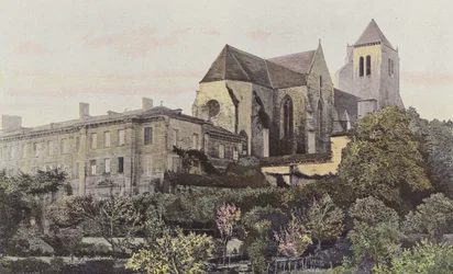 Celles-sur-Belle, Kirche und ehemaliges Kloster, Gesamtansicht N