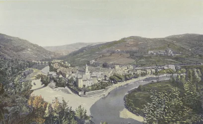 Entraygues, Gesamtansicht und Zusammenfluss der Truyère mit dem Lot