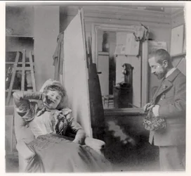 Henri de Toulouse-Lautrec (1864-1901) in seinem Atelier mit Misia Natanson