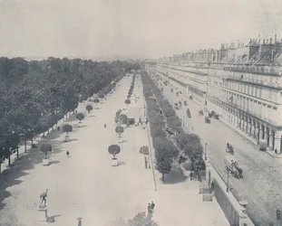 Paris: Rue de Rivoli und Terrasse des Tuileriengartens (s/w Foto)
