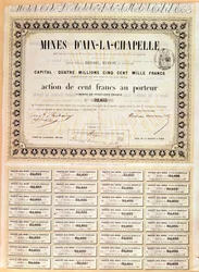 100 Francs Inhaberteil von Aachener Minen, 1856