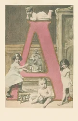 A: Vier kleine Kinder, ein Käfig und ein Kakadu