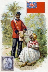 Ein Postbote in Trinidad, späte 19. Jahrhundert
