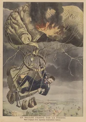 Ein Ballon wird vom Blitz getroffen